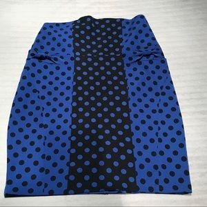 Kardashian Kollection Blue & Black Polka Dot Skirt